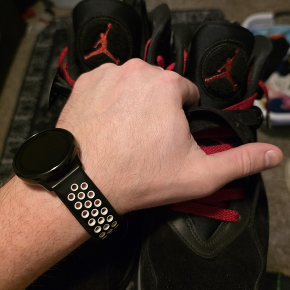 Jordan 8 Bred Black and Red Sneakers - Picture 3 of 5